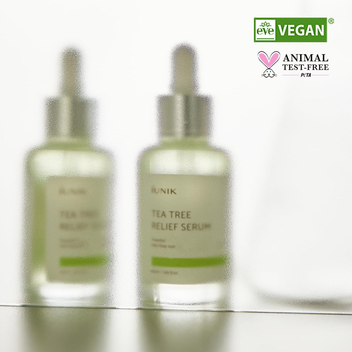 iUNIK Tea Tree Relief Serum, Tea Tree Leaf Water and Centella Calming Serum for Oily, Troubled and Sensitive Skin, 50 mL
