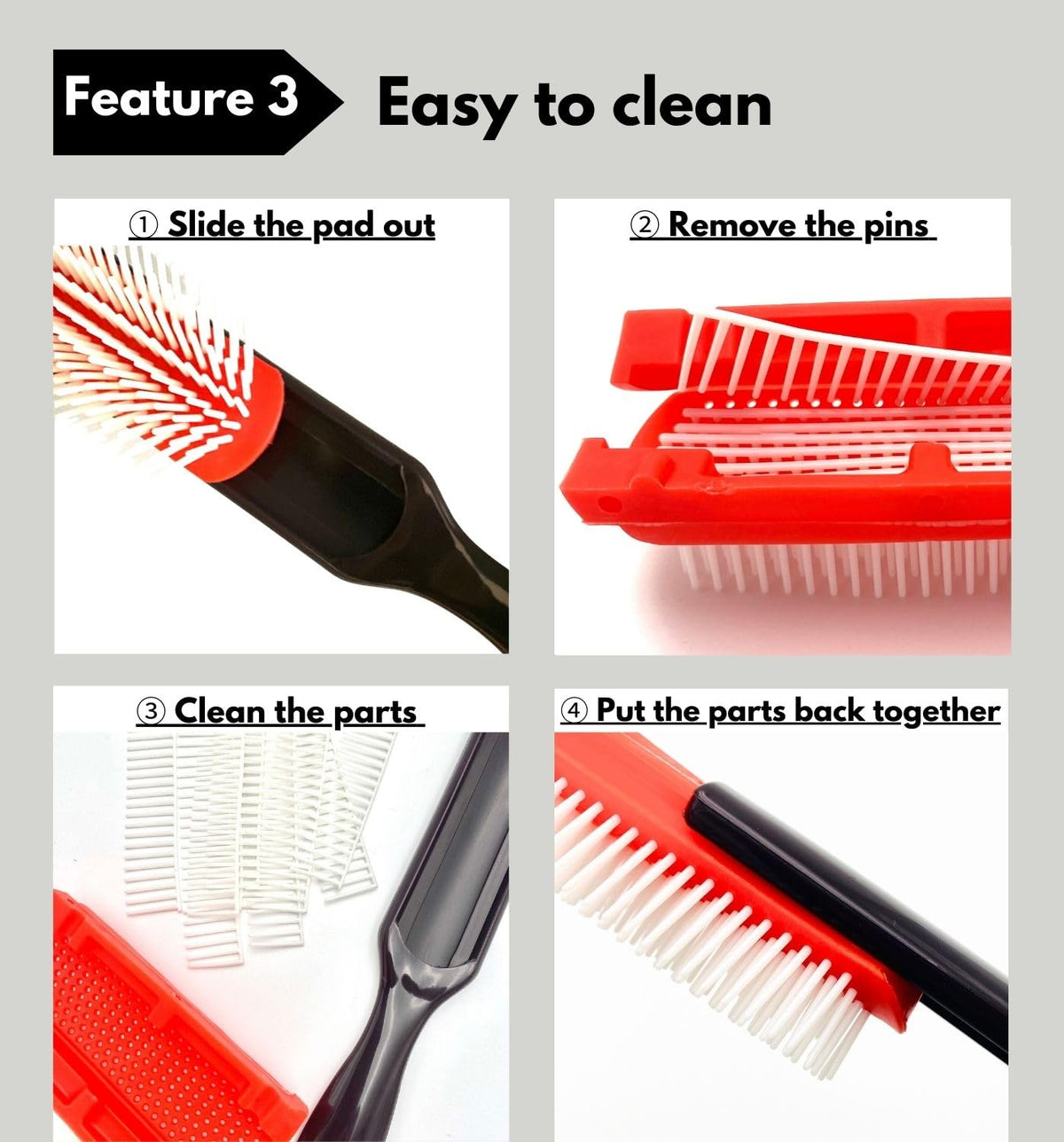 Nine-Row Detangling Hair Brush for Curly, Wavy and Thick Hair, Black Small Size, Pack of 1, Dry or Wet