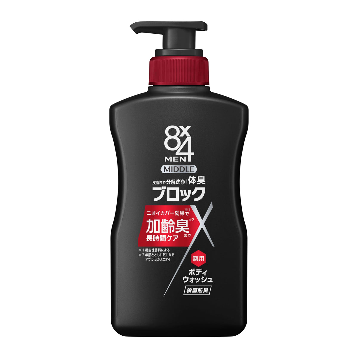 KAO 8x4 Men Middle Medicated Body Wash — Breaks Down Sebum And Blocks Body Odor, Pump 400ml And Refill 300ml