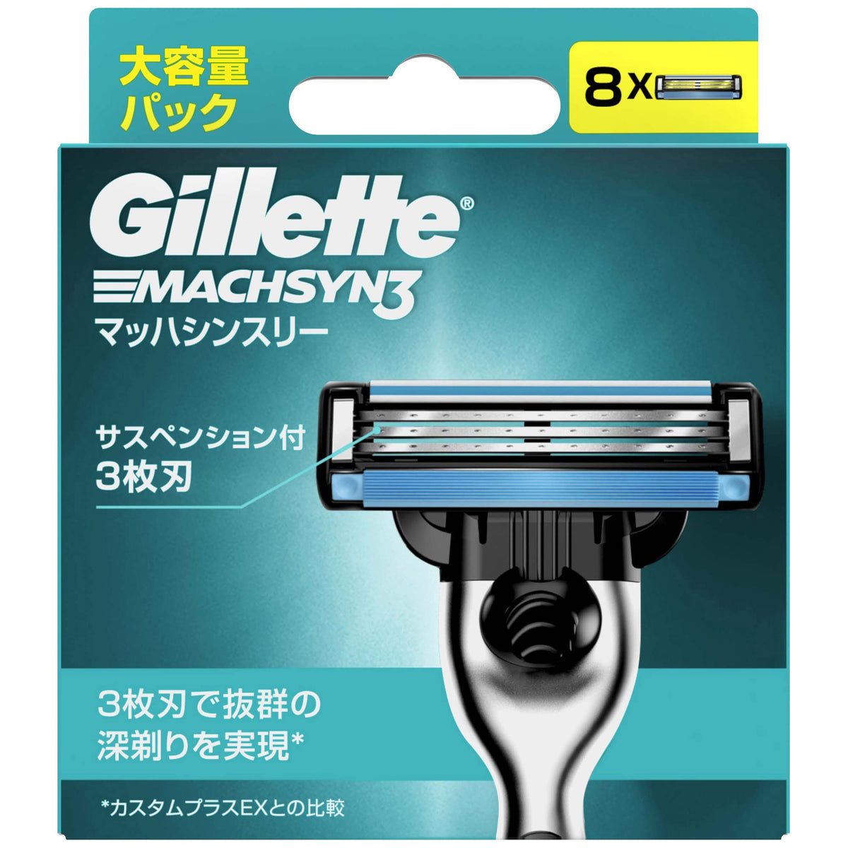 Gillette Mach3 Replacement Razor Cartridges, 8 Count, 3-Blade Suspension Cartridges with Micro Fin Guard and Clean-Structure Blades for Men
