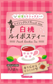 Peach Rooibos Tea, Caffeine-Free Pyramid Tea Bags with Peach and Rooibos, 10 Bags of 2 g