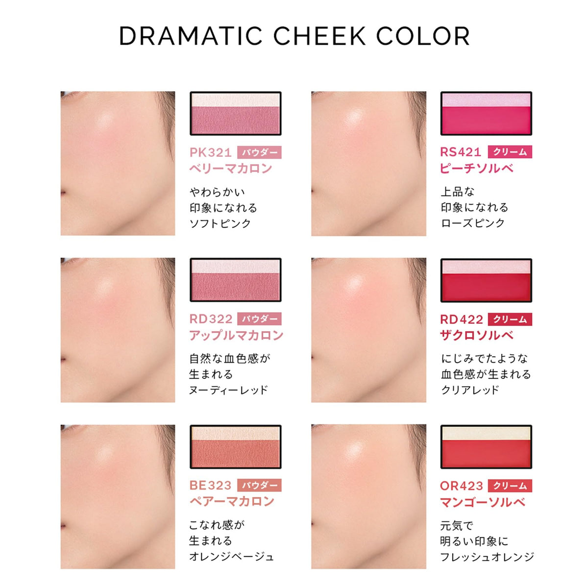 Cheek Color With Highlight, Powder 3 g Or Cream 2 g, Six Shades