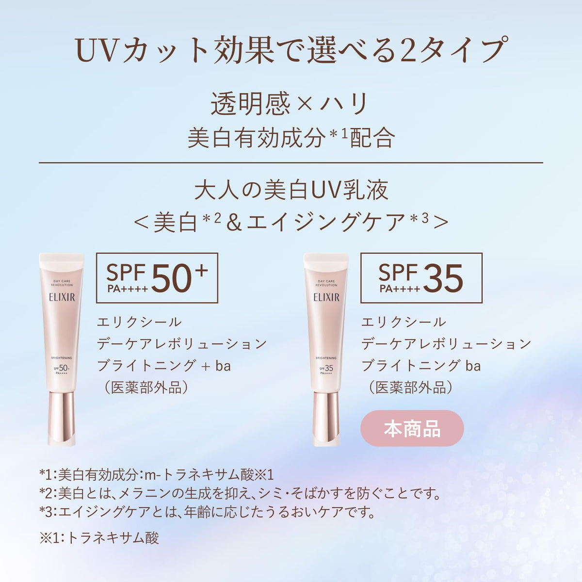 Elixir Day Care Revolution Brightening ba, Medicated Whitening Day UV Emulsion SPF35 PA++++, 35mL