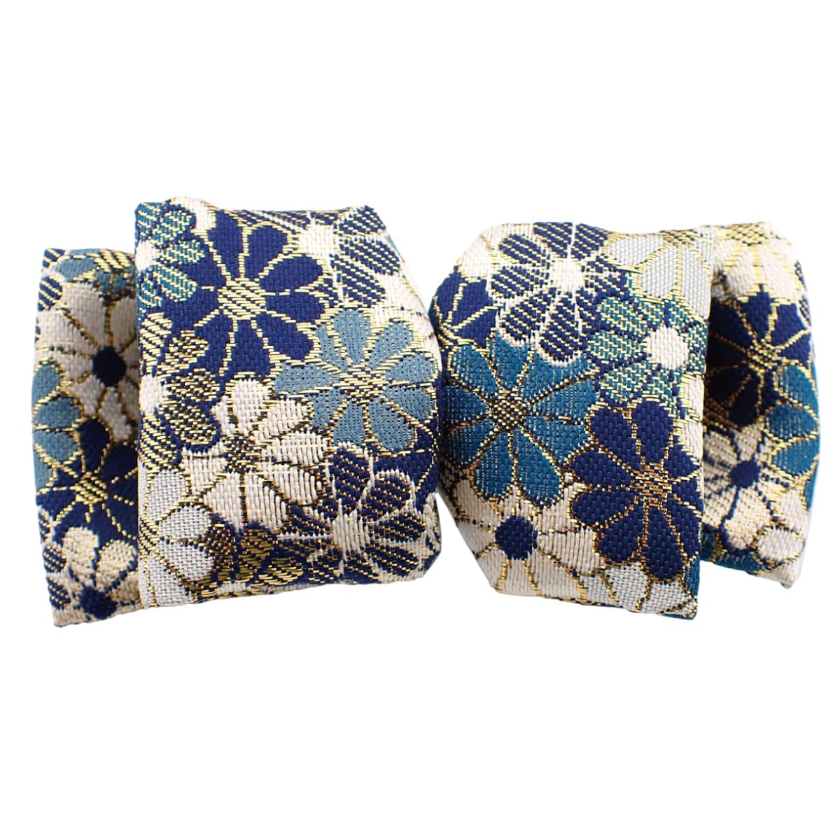 Nishijin-Ori Ribbon Hair Barrette for Women, Made in Japan Kyoto Gold Brocade Floral Bow Hair Clip