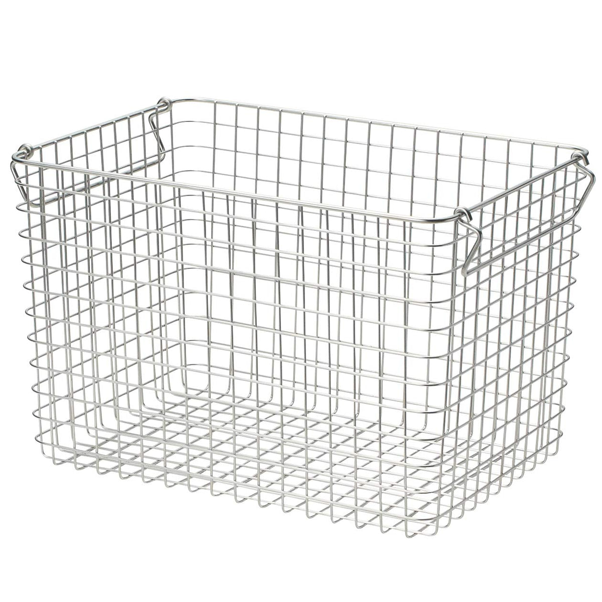 MUJI Stainless Steel Wire Basket with Handles, Stackable Two High, 26 x 18 x 18 cm, 37 x 26 x 18 cm, 37 x 26 x 24 cm, or 4-Basket Packs, Holds 5 kg
