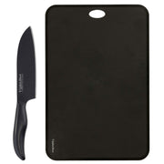Shimomura Verdun Black Santoku Knife And Soft Sheet Cutting Board Set