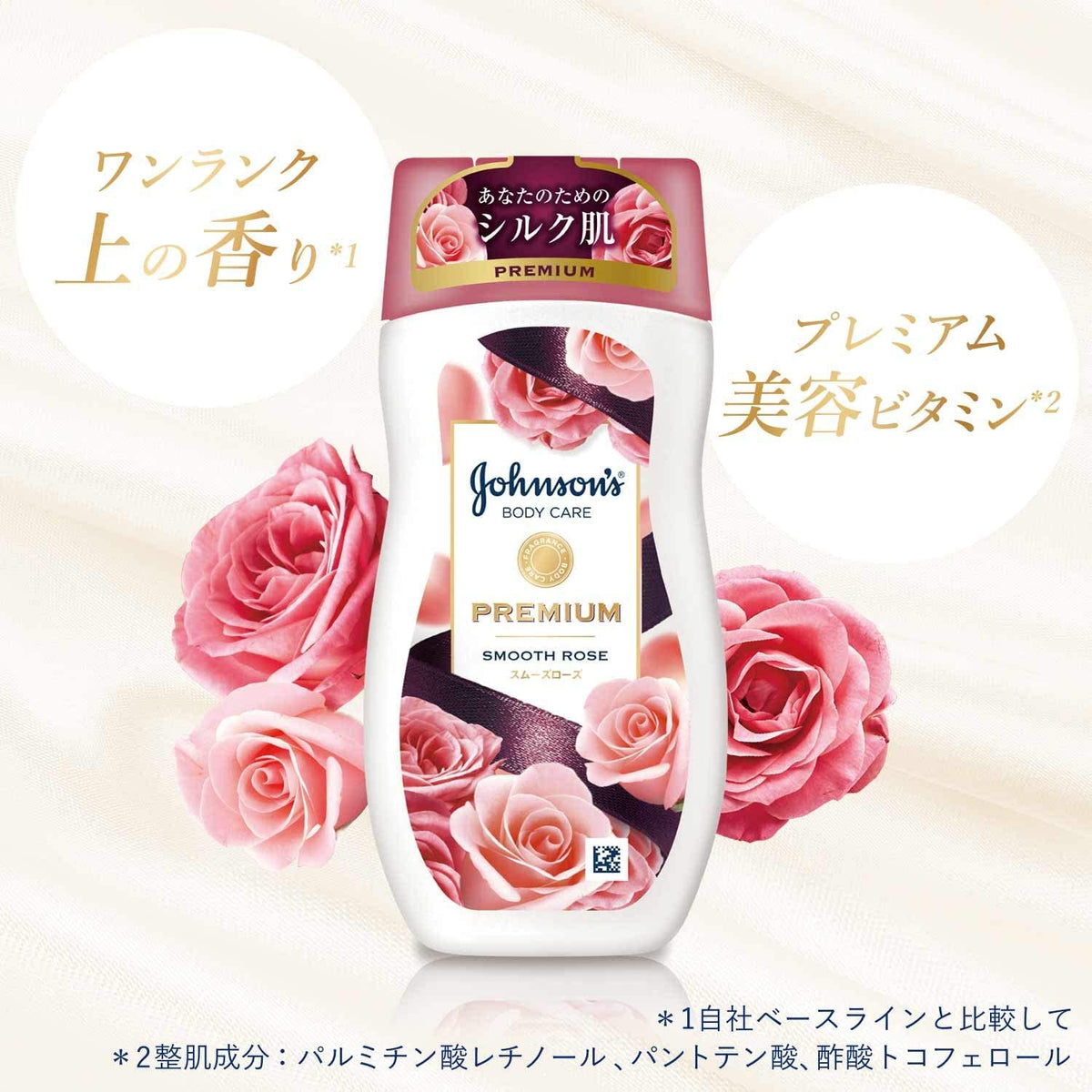 Johnson's Body Care Premium Lotion Smooth Rose, Rich Body Lotion with Premium Beauty Vitamins, Honey and Damask Rose Water, 200 mL