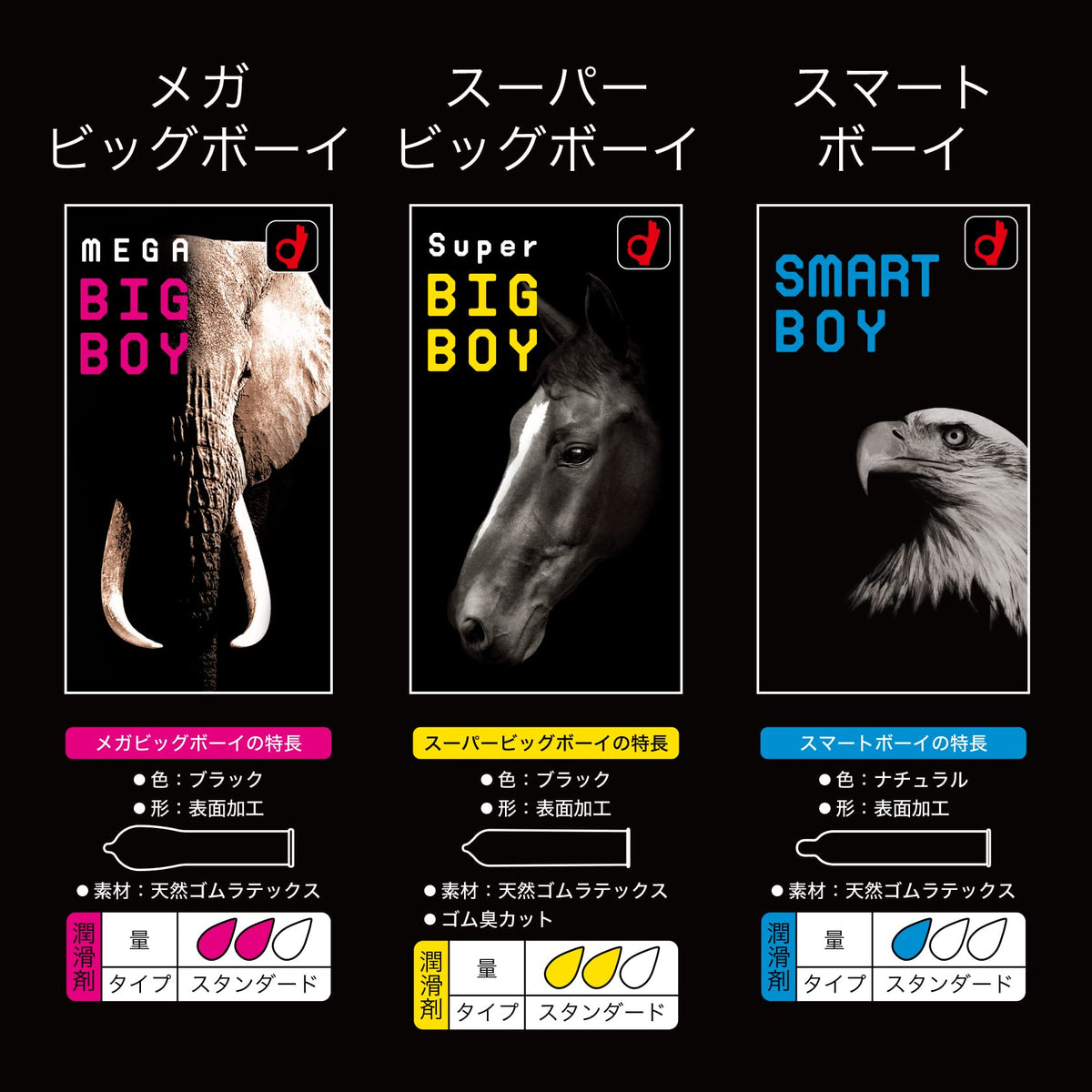 Okamoto Mega Big Boy Condoms, 12 Extra-Large Black Natural Rubber Latex Condoms, 46 mm Maximum Diameter