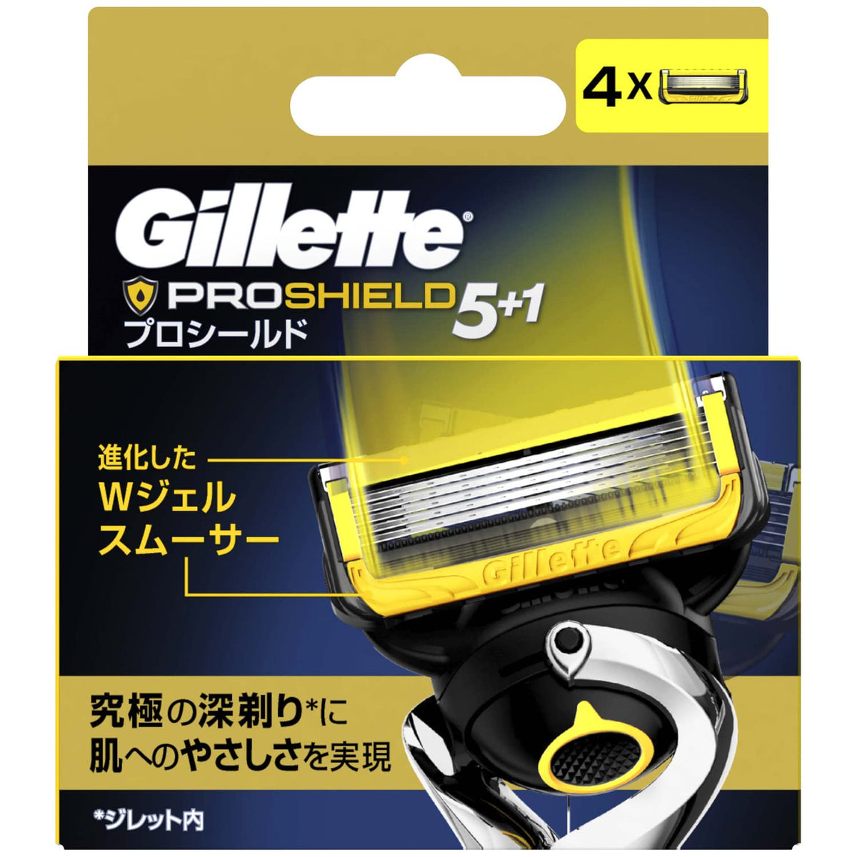 Gillette ProShield Razor Refill Cartridges, 4 Count, 5+1 Blades with Double Gel Smoother and Pinpoint Trimmer, Fits ProShield, ProGlide, Fusion and SkinGuard Handles