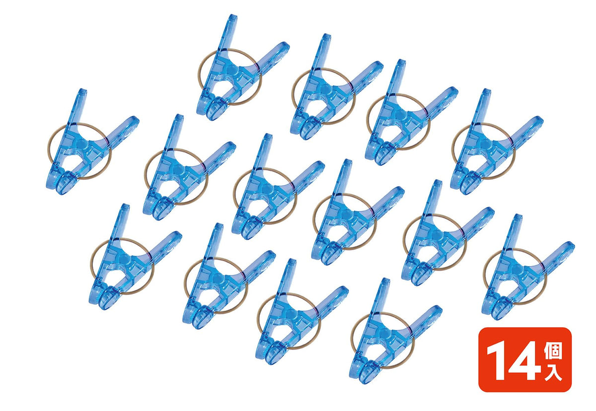 Ohe UV-Resistant Polycarbonate Laundry Pegs, 14 Pieces with Round Tips and Steel Springs, 5.5 x 3.4 x 1.3 cm Each, Blue