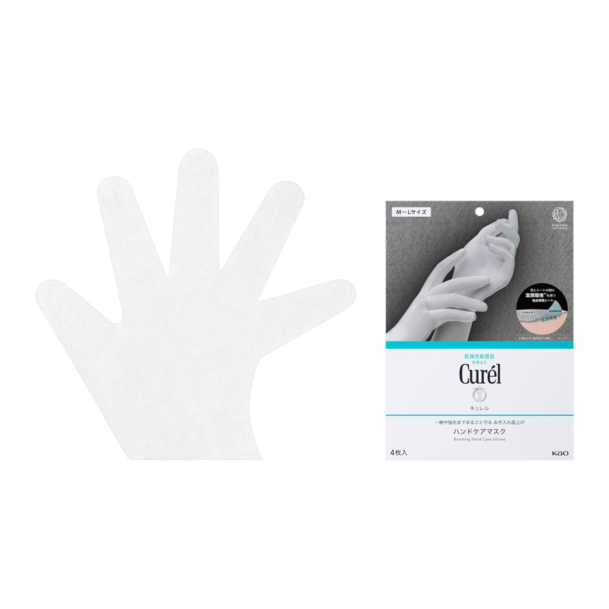 Curel Overnight Hand Care Mask Gloves, Dry-Type Sheet Gloves to Wear After Hand Cream, 4 Sheets, Sizes M and L, Made in Japan
