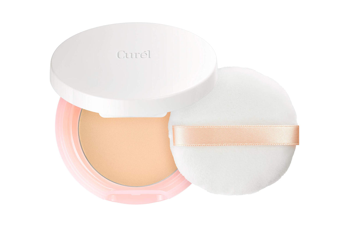 Curel Moist Skin Pressed Powder Foundation SPF16 PA++, Fragrance Free Alcohol Free Ceramide-Care Powder for Dry Sensitive Skin with Puff, 8 g, Light or Natural Skin Tone