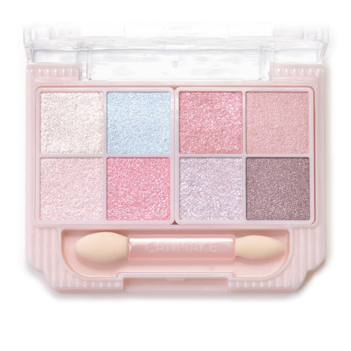 Canmake Petit Palette Eyes Sparkling Type, Eight-Colour Glitter Eyeshadow Palette with Double-Ended Tip