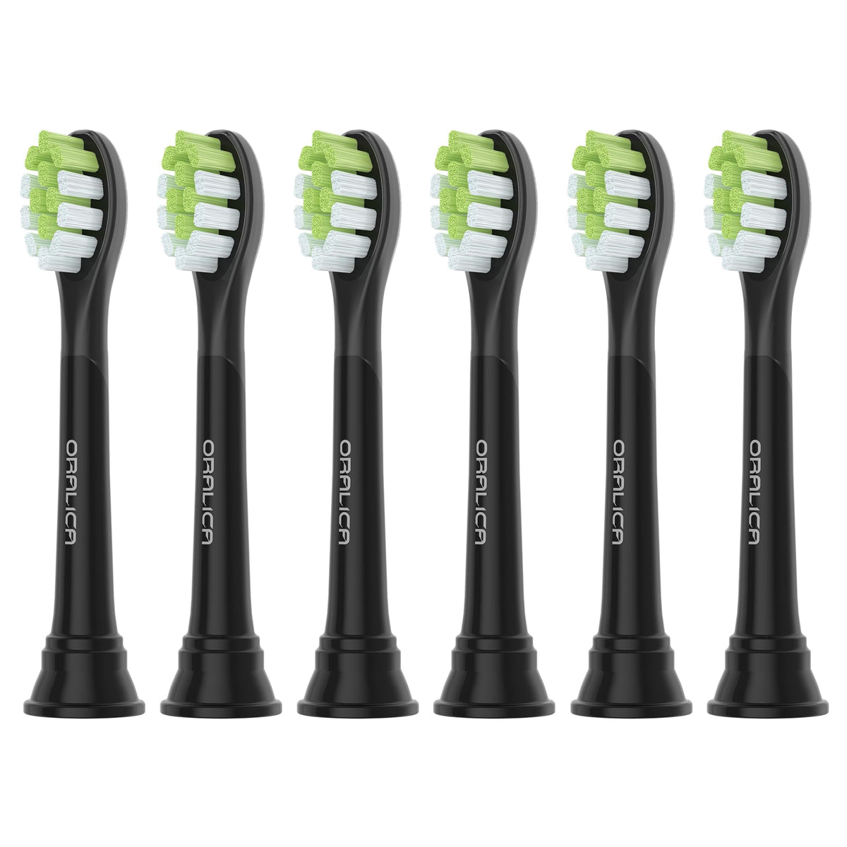 Compatible Replacement Brush Heads for Sonic Electric Toothbrushes, Standard Size with Tongue Cleaner and Protective Caps, White or Black, 4 to 10 Heads