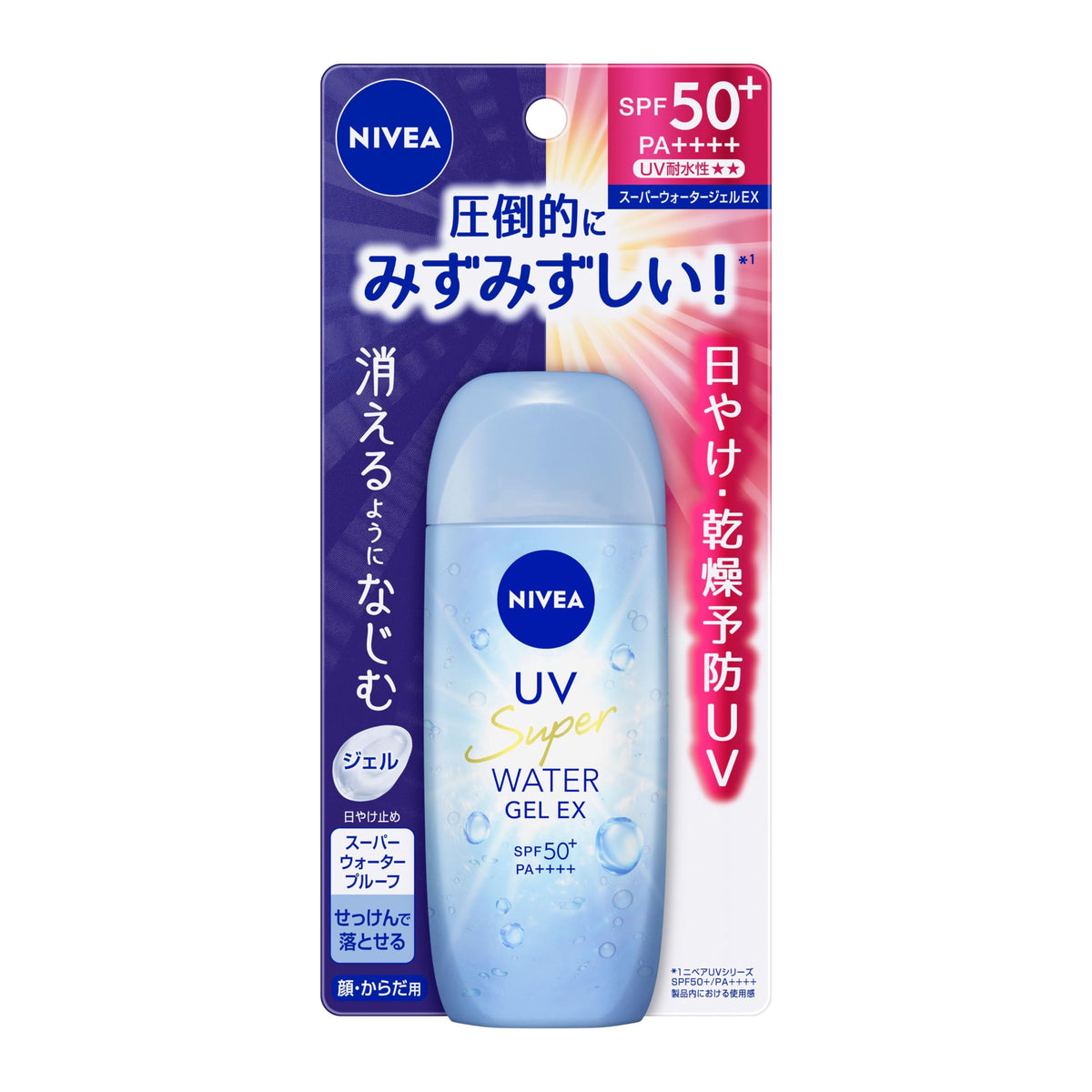 Nivea UV Water Gel EX Sunscreen SPF50+ PA++++ with UV Water Resistance, Face and Body Gel Sunscreen, Floral Aroma, Washes Off with Soap, 80 g