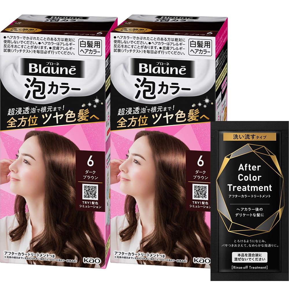 Kao Blaune Bubble Hair Color for Gray Hair, Quasi-Drug, 0SP Sparkling Brown / 6 Dark Brown x2 / 3 Light Brown x2 / 1N Sand Beige x2