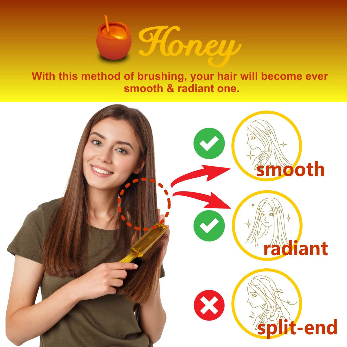VESS Honey Blow Brush H-1000, 9-Row Pin Brush with Honey and Royal Jelly Microcapsules, Amber, Made in Japan