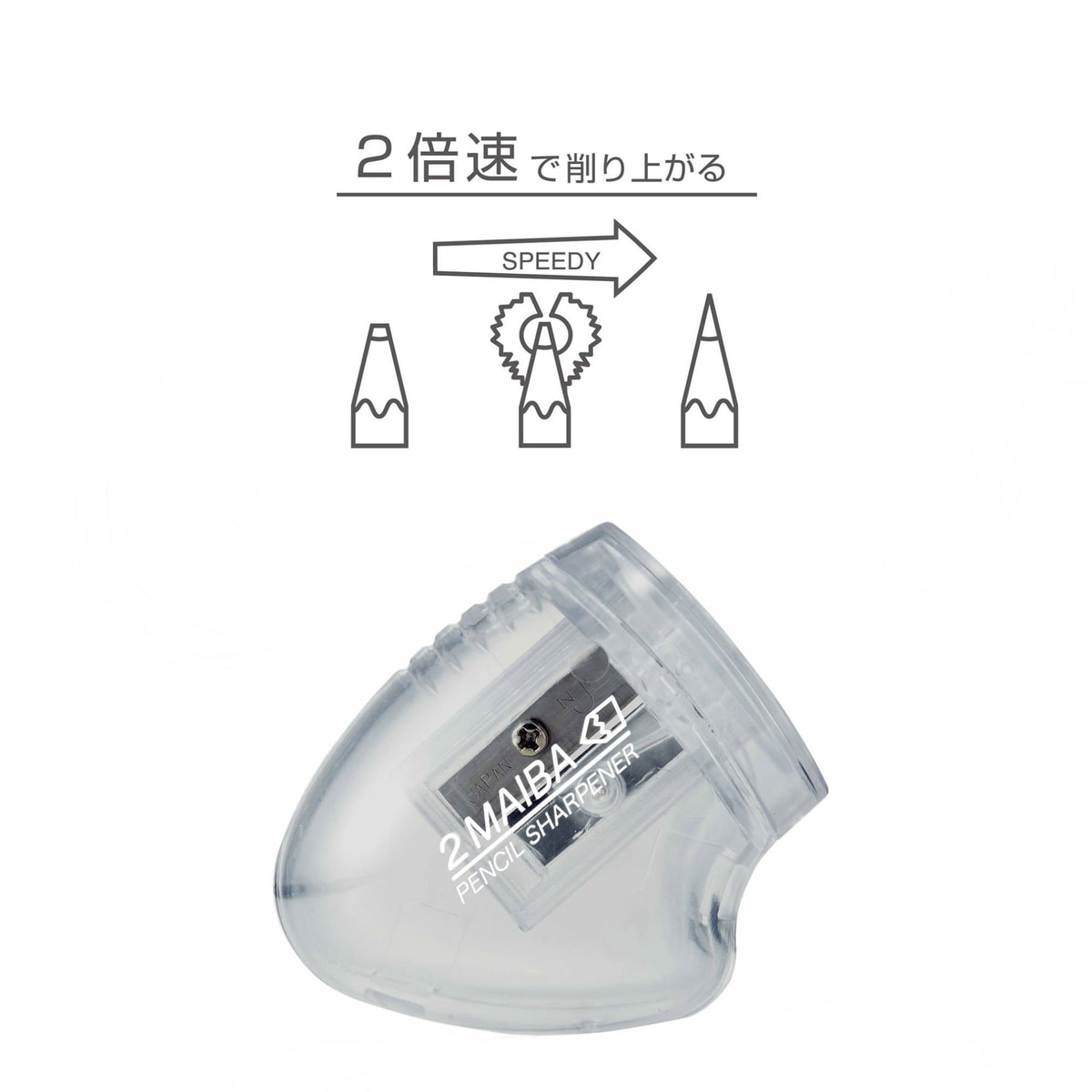 Kutsuwa HiLINE 2-Blade Pencil Sharpener RS030CL, Clear Body with Removable Shavings Tray, 55 x 34 x 47 mm, Single or Set of 2