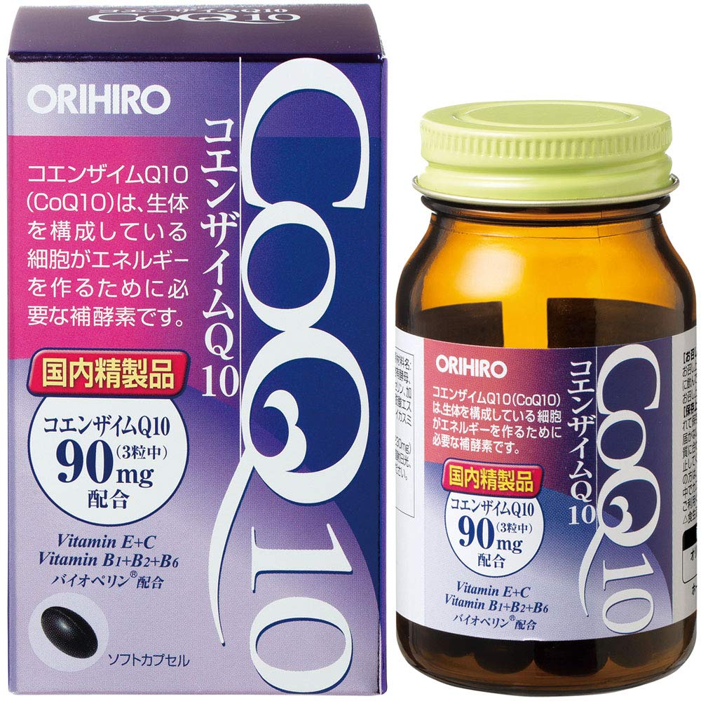 Orihiro Coenzyme Q10 90 mg with Vitamins C, E, B1, B2, B6 and Zinc, 90 Soft Capsules for 30 Days