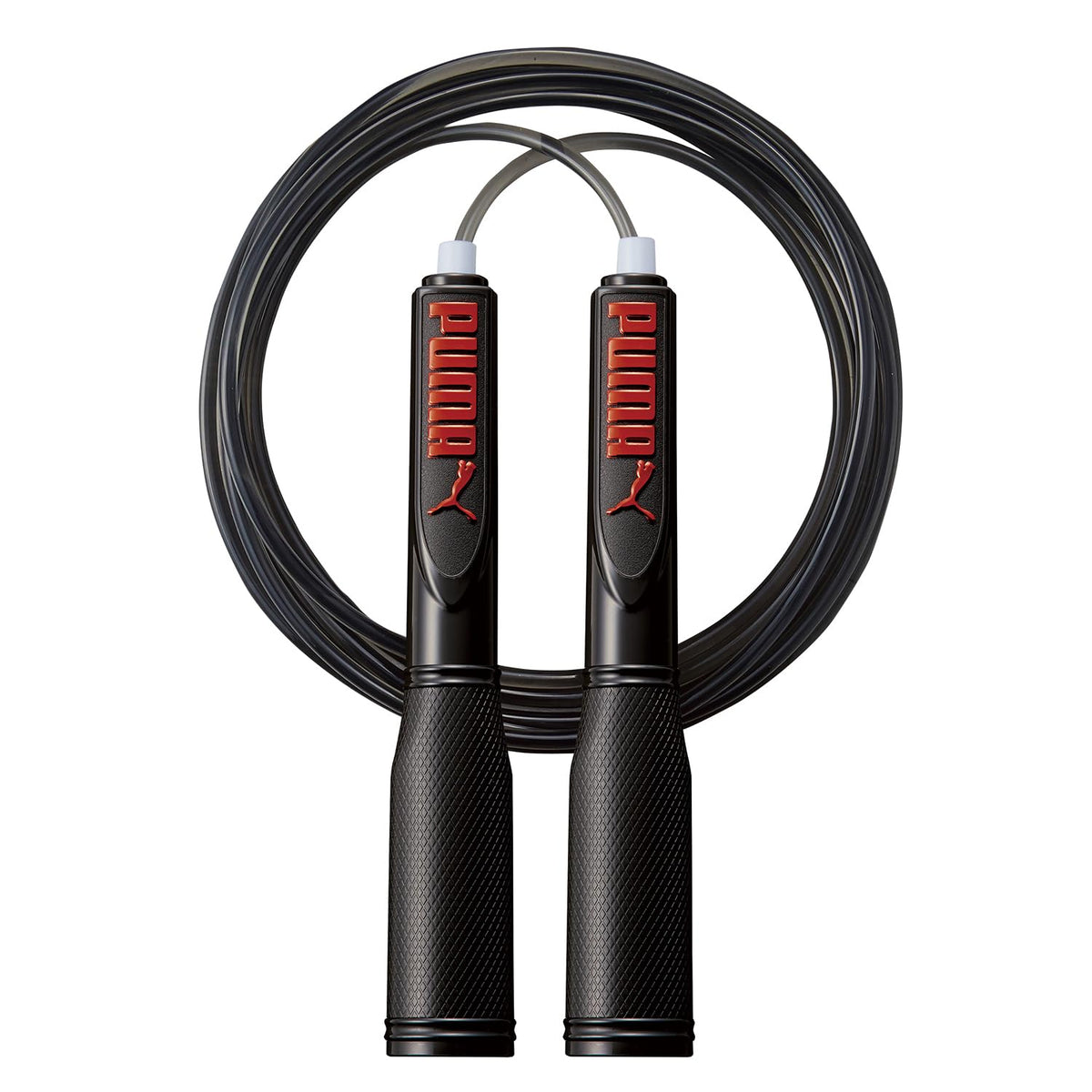 Kutsuwa Puma Jump Rope with Oval Grips and Adjustable 2.7 m x 4 mm Polyurethane Rope, Name Sticker Included, Black, Red, Blue, Light Blue, Green or Yellow