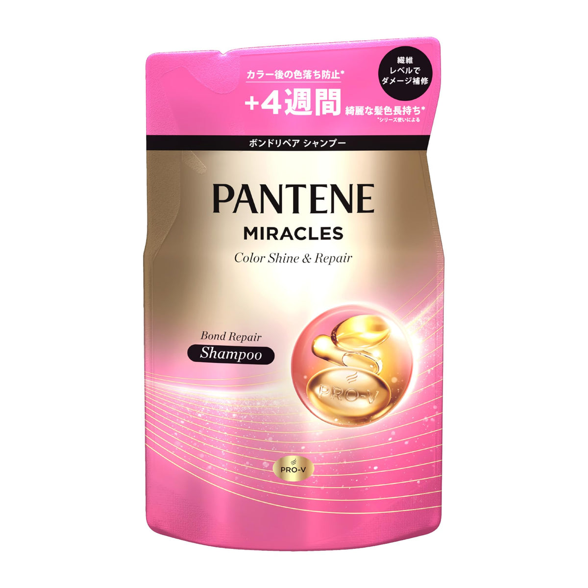 Pantene Miracles Color Shine and Repair Bond Repair Shampoo Refill 350 g, Colour-Care Shampoo for Coloured Hair, Pink Rose and Mandarin Orange Scent