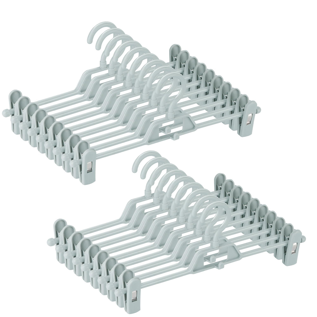 Titiroba Trouser Hanger with Clips, Slide-Adjust Non-Slip Clip Hangers for Trousers and Skirts, 34 x 14 cm, Sets of 10 or 20, White, Black, Grey or Aqua
