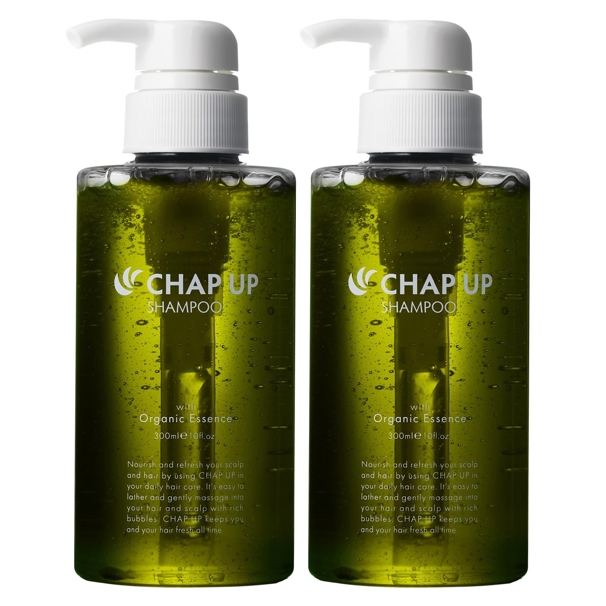 Chapup Rinse-in Scalp Shampoo, Amino Acid Non-Silicone Men's Shampoo with 10 Plant Extracts, Fresh Green Scent, 300 mL Bottle or Refill
