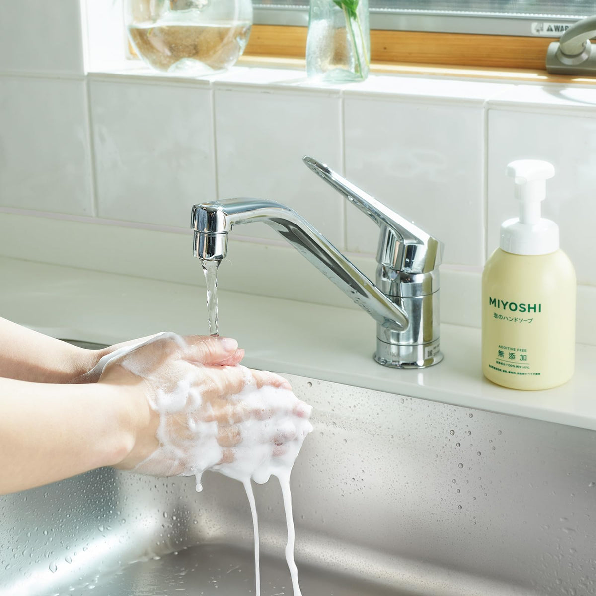 Miyoshi Additive-Free Foaming Hand Soap Refill 1.0 L, 100% Pure Soap, Free of Synthetic Surfactants, Fragrance, Colorant and Preservatives, Made in Japan