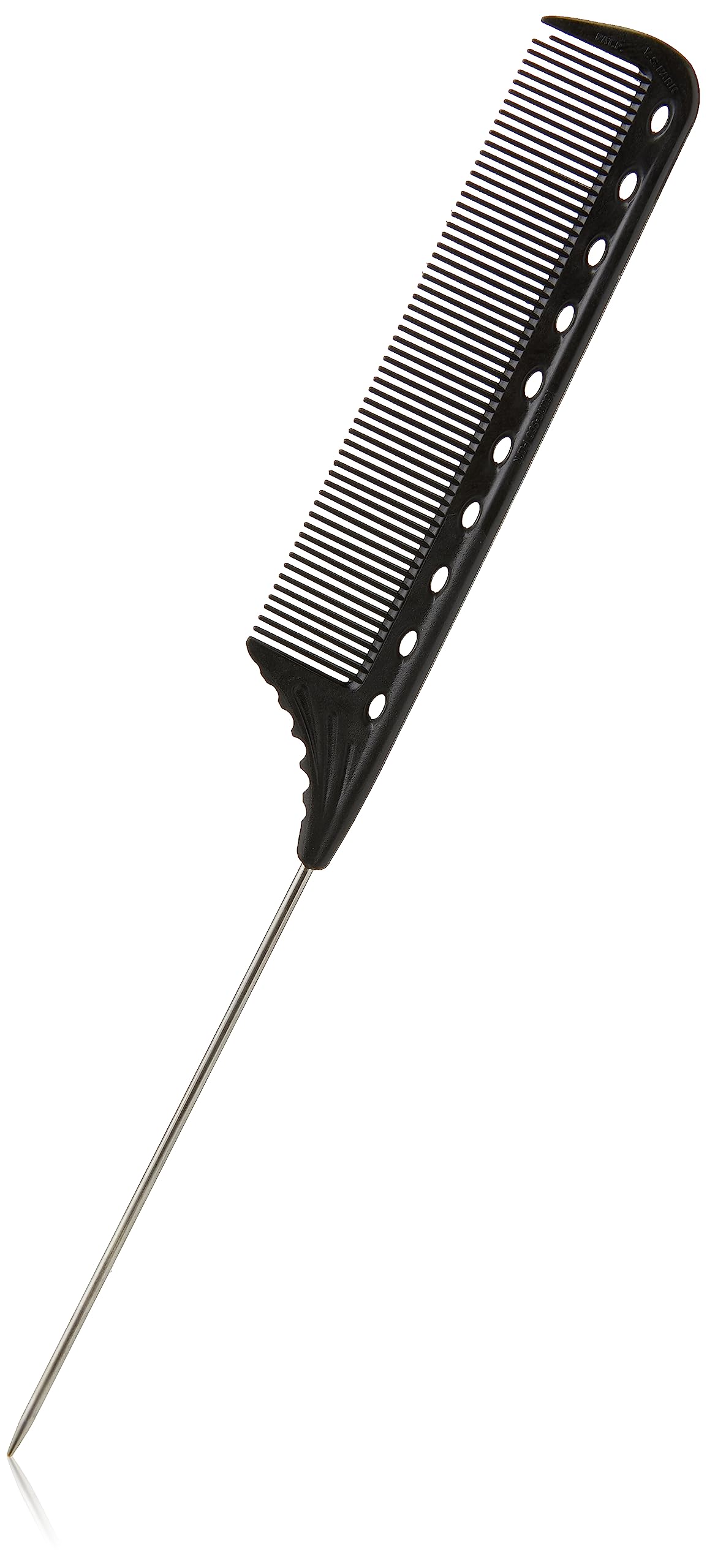 Y.S.PARK YS-102 Winding Tail Comb, Carbon Black, Fine-Tooth Parting Comb with Metal Tail