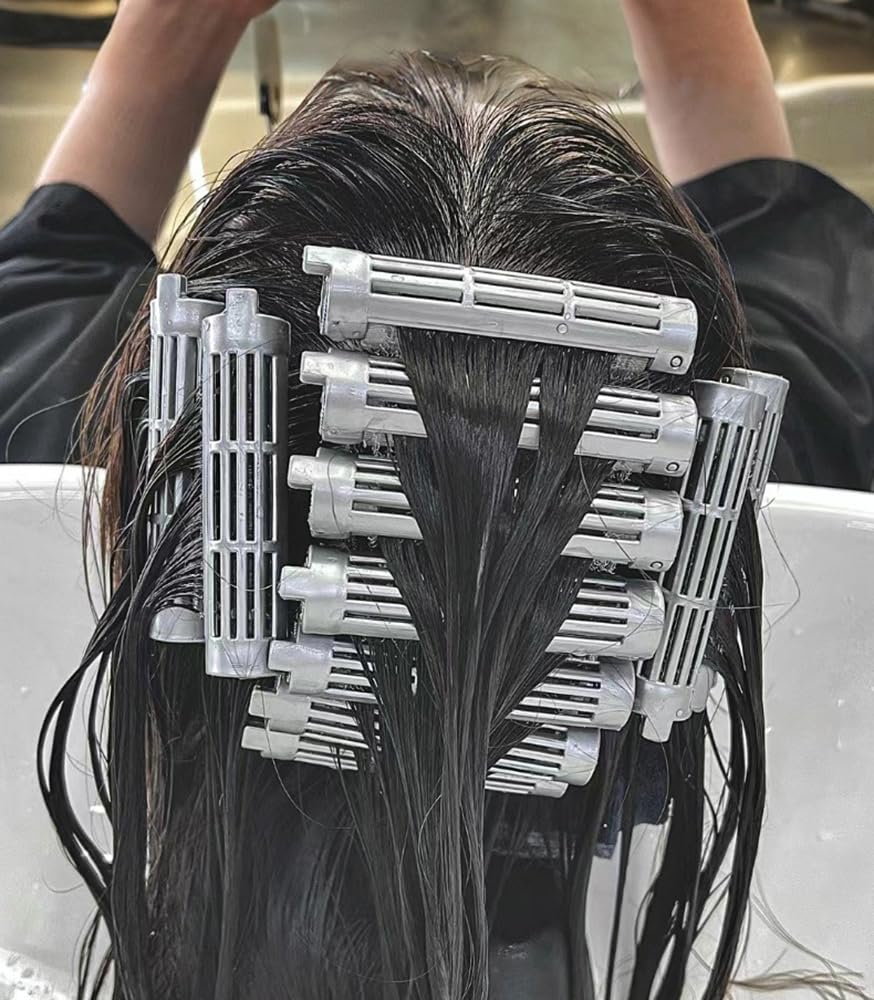 CHANGJIQ Hair Perm Rods, Set of 10 in Two Sizes (5 Thin 1.5 cm and 5 Thick 2.0 cm) Root Perm Rollers with Half-Round Caps