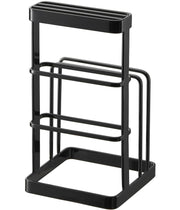 Yamazaki Tower Cutting Board and Knife Stand, Steel Rack for Two Boards and Three Knives, 12 x 12 x 21.5 cm and 550 g, Black or White