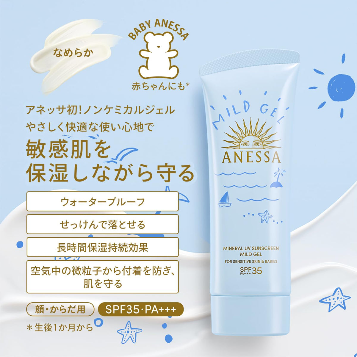 ANESSA Mineral Sunscreen Gel — Zero UV Absorbers