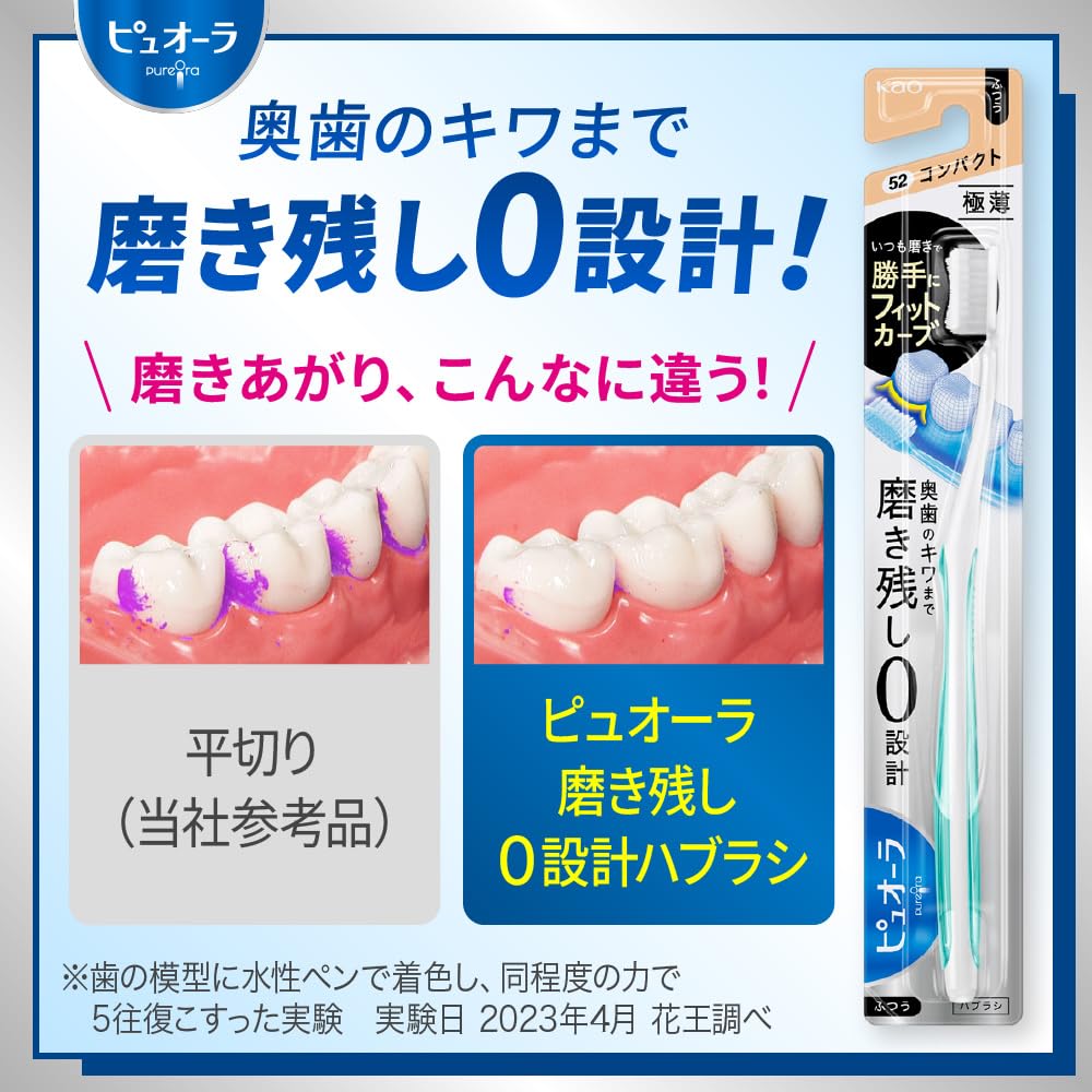 PureOra Compact Slim Head Toothbrush, Regular Hardness, Zero-Miss Design, Pack of 3 or 6, Colours Assorted