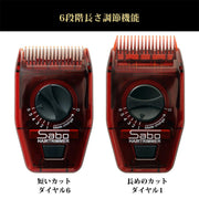 Sabo Hair Trimmer SB-41, Manual Comb-Style Hair Cutter with 6-Step Length Dial and 3-Blade Shaver, Made in Switzerland