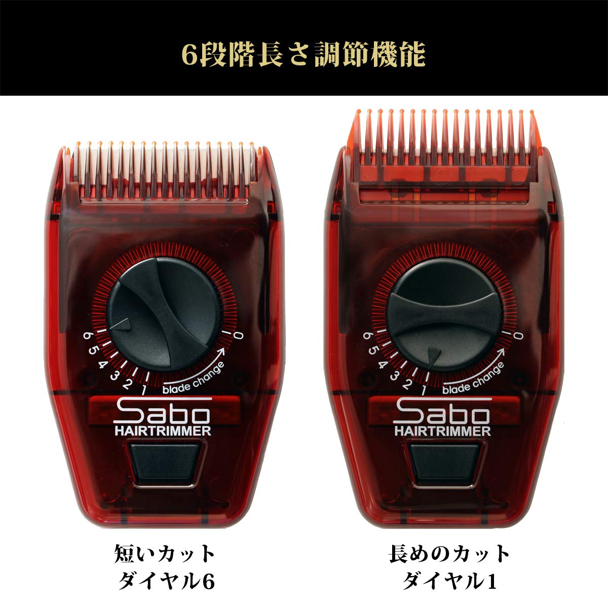 Sabo Hair Trimmer SB-41, Manual Comb-Style Hair Cutter with 6-Step Length Dial and 3-Blade Shaver, Made in Switzerland