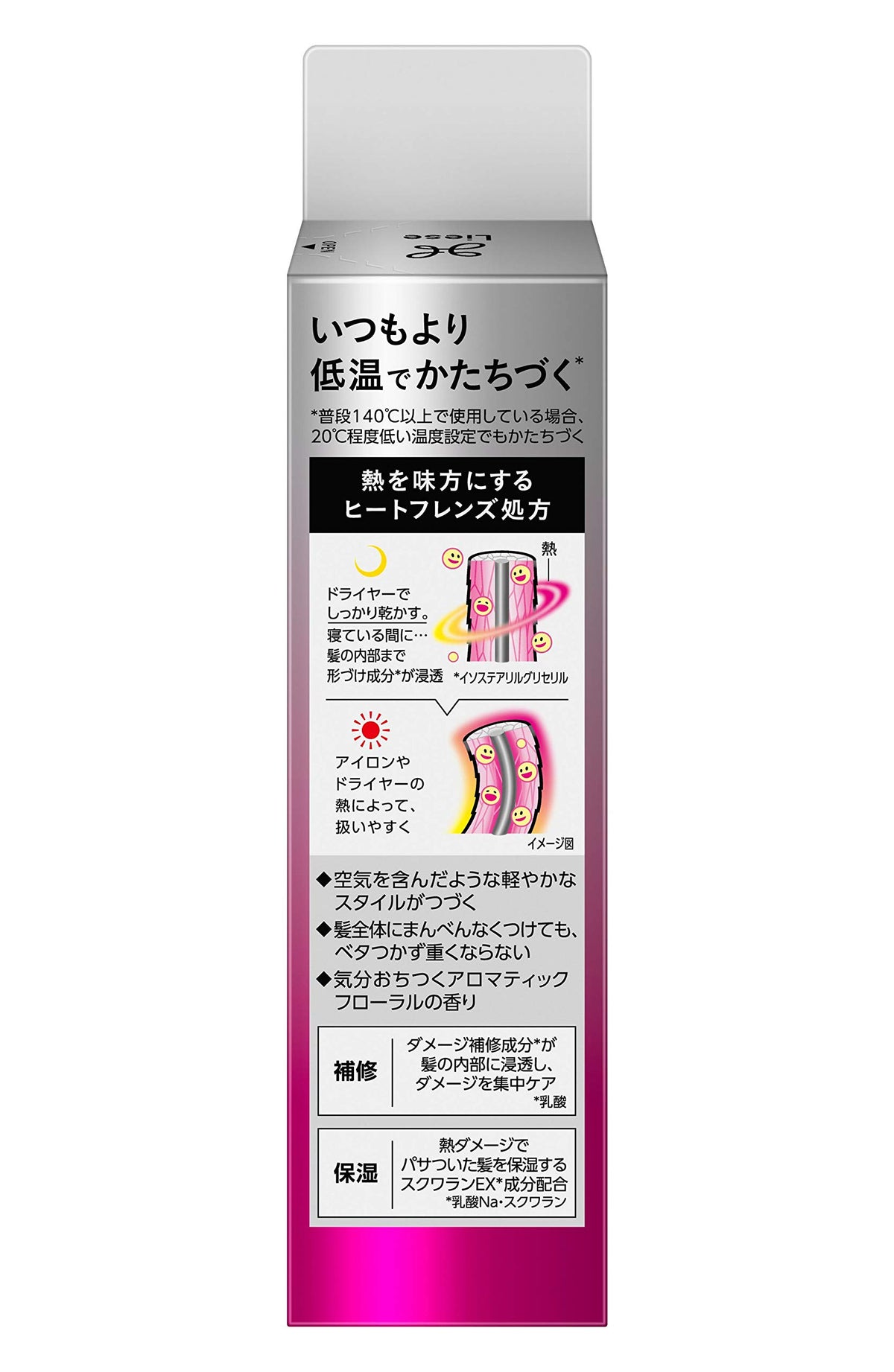 Liese Heat Friends Oil, Night Leave-In Hair Oil That Shapes at 20 Degrees Lower Heat, with Lactic Acid Damage Care and Squalane, Aromatic Floral Scent, 120 mL