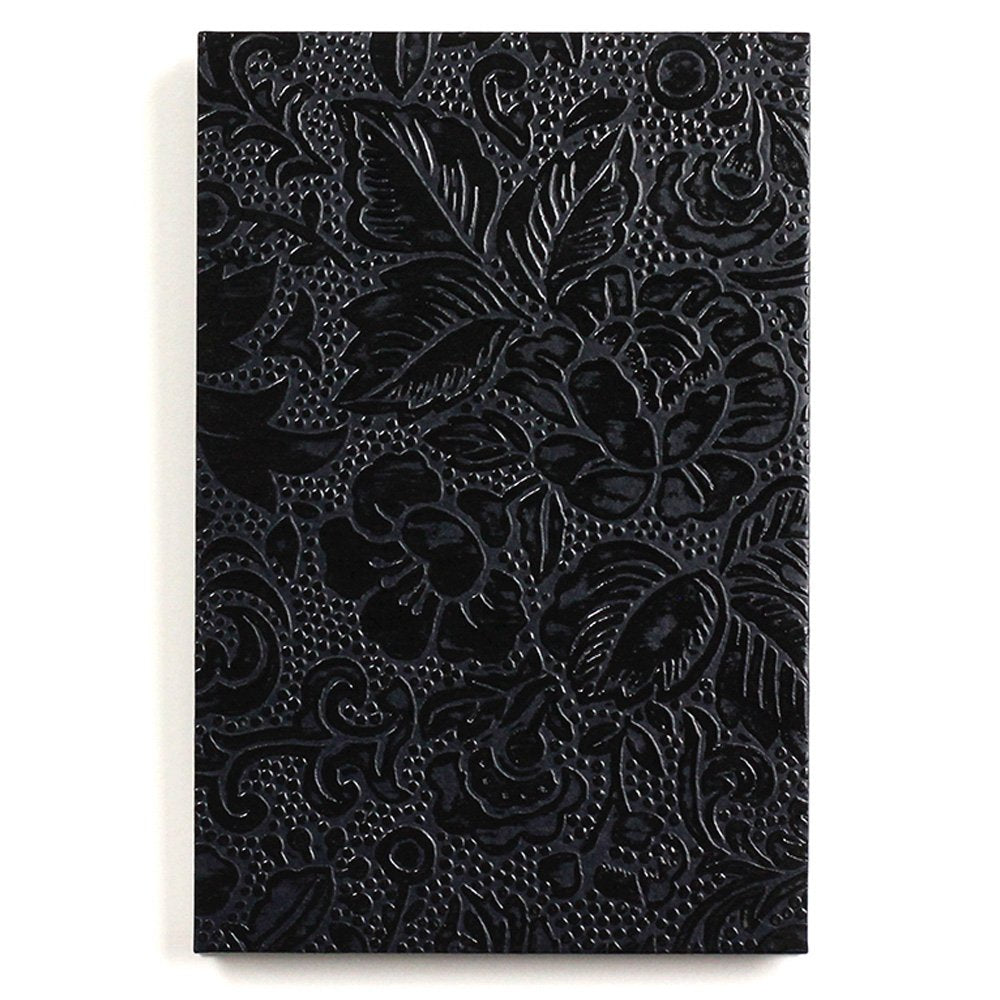 Taniguchi Shodo Goshuin Book URP-M1, Urushi Paper Cover with Embossed Pattern, 24-Fold Accordion Book with Iyo Hosho Paper, 182 x 121 mm and 169 g, Black, Red or Brown