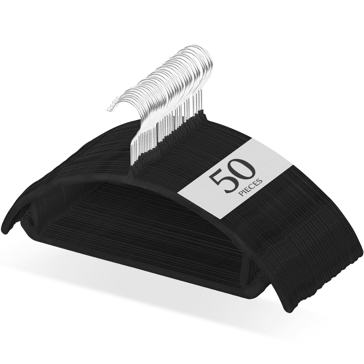 Titiroba Slim Non-Slip Clothes Hangers, 0.6 cm ABS Hangers with Fuzzy Surface and Rotating Hook, 44.5 x 20.5 cm, Ivory, Black, Grey, Beige or Salmon Pink, 20, 30 or 50 Pieces