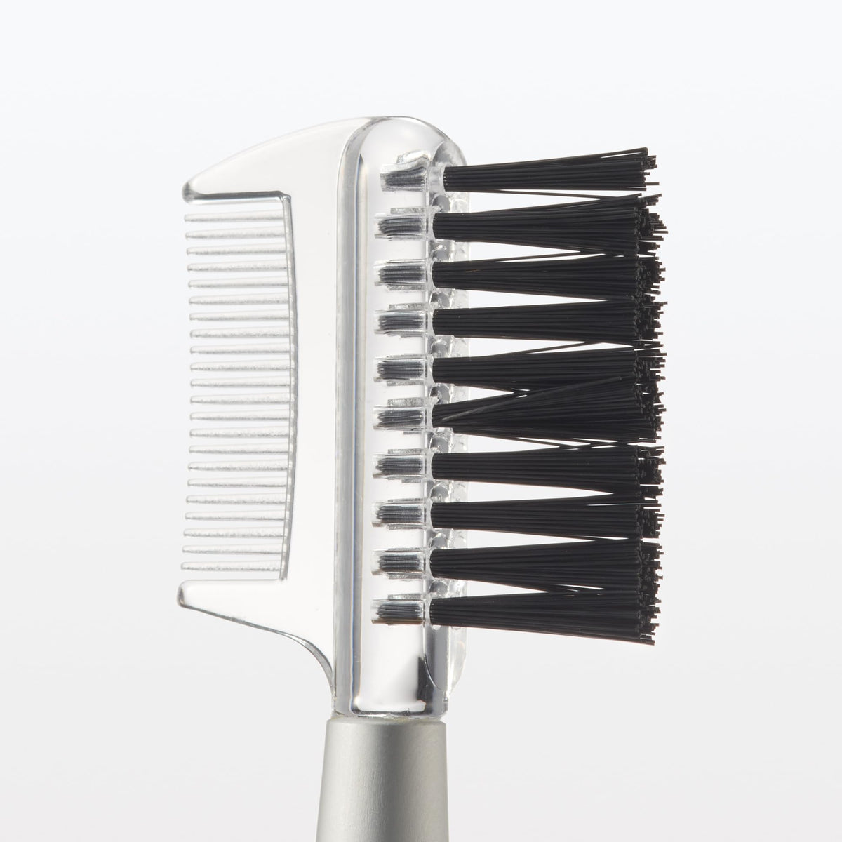 Muji Eyebrow Brush with Comb, Nylon Brow Brush and Clear Comb in One Tool, 127.5 mm, Aluminium Ferrule