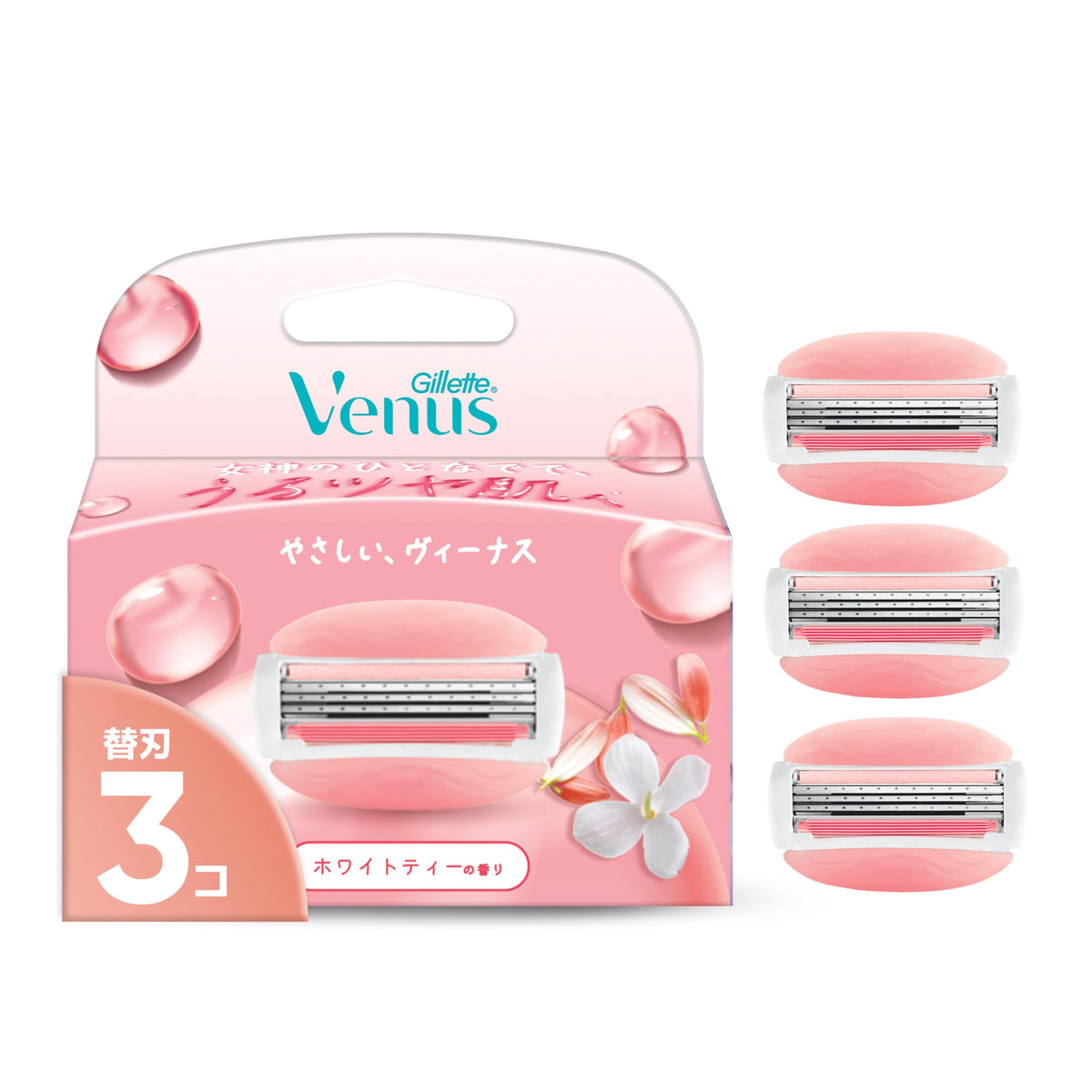 Gillette Venus Comfortglide Razor Refill Cartridges for Women, Pack of 3 Three-Blade Replacement Blades with Moisture Glide Gel, White Tea Scent