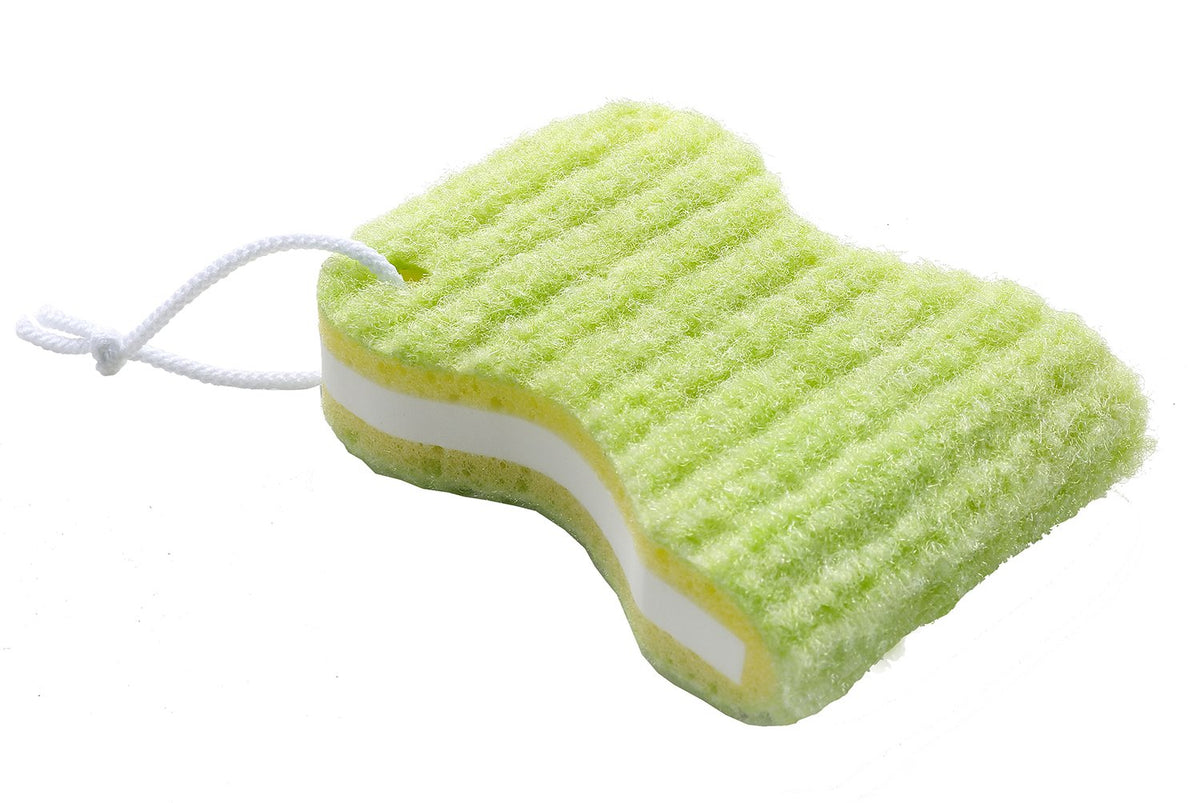 Sanko Mitsuba Muddy Laundry Scrubber Set of 2, Double-Sided Special-Fibre Pads with a Stiff Core and Hanging Cord for Collars and Mud, About 10 x 7 x 2.5 cm, Made in Japan