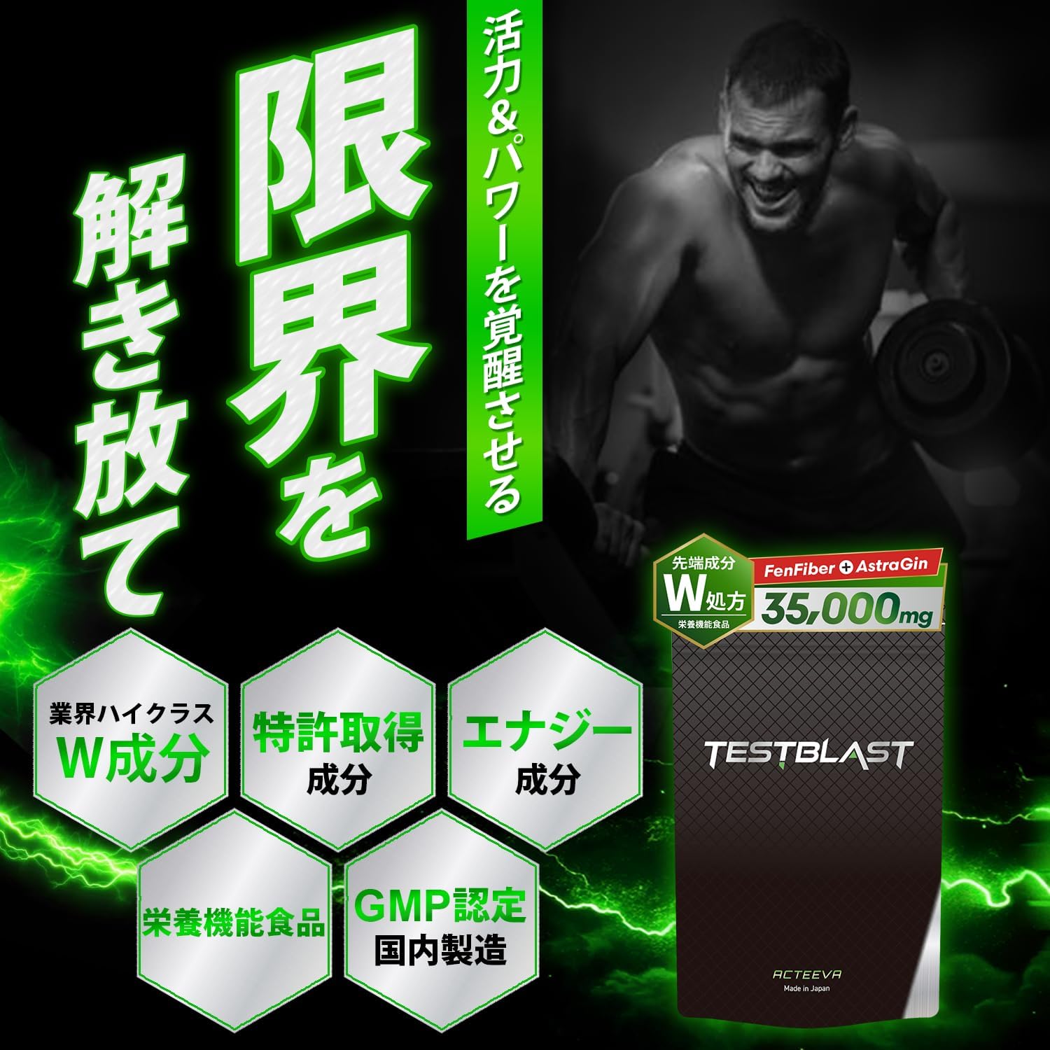 Testosterone Fen Fiber, Fenugreek Supplement, Astrazine, Vitamin D, Zinc, Black Ginger, Muscle Training, Body Make, Muscle Training, Nutritional Functional Food, Made in Japan, 90 Tablets, 30 Day