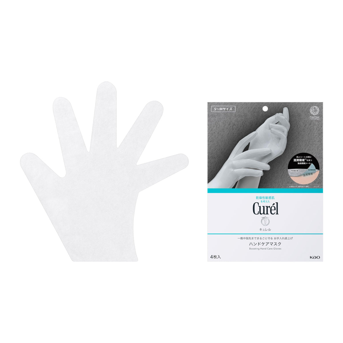 Curel Overnight Hand Care Mask Gloves, Dry-Type Sheet Gloves to Wear After Hand Cream, 4 Sheets, Sizes M and L, Made in Japan