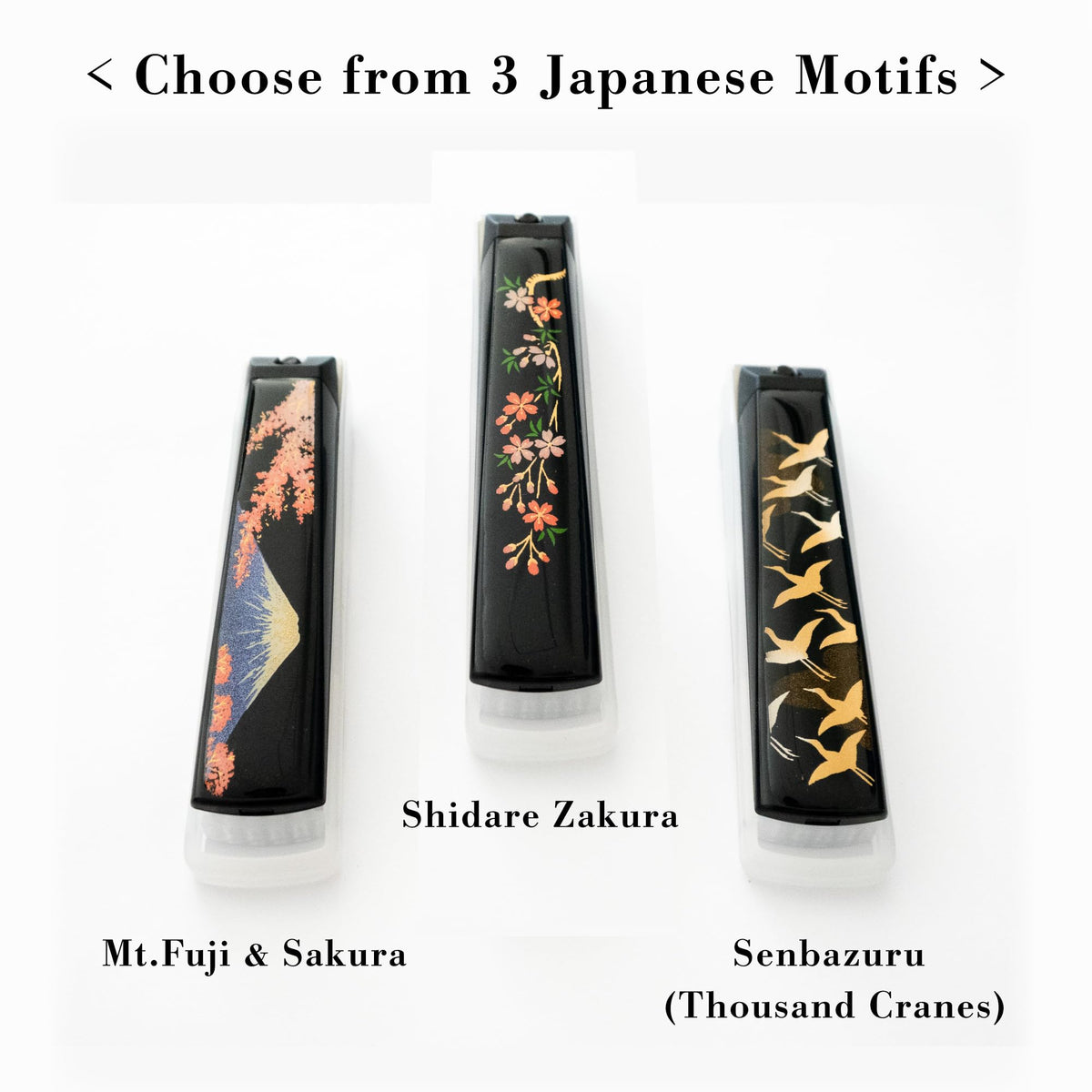 Maki-e Lacquer Nail Clipper in a Paulownia Wood Gift Box, Large Stainless Straight-Edge Clipper Made in Japan, Weeping Cherry, Thousand Cranes or Mt. Fuji and Sakura