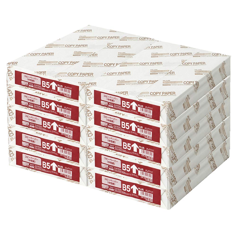 PLUS Copy Paper CR-220, 64 g/m2 Neutral Fine Paper 0.09 mm Thick, 82% Brightness, 500 Sheets per Ream, A4, A3, B4 or B5 in 1, 3, 5, 6 or 10 Reams
