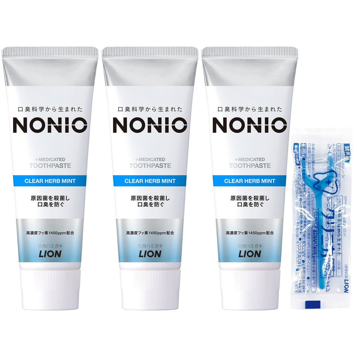 NONIO Clear Herb Mint Toothpaste — 130g × 3 + Floss — Amazon Japan source image 1