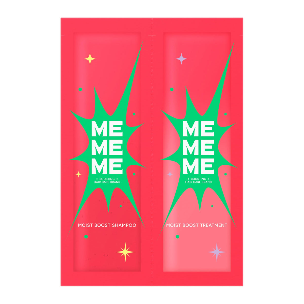 MEMEME Moist Boost Shampoo and Treatment, One-Use Trial Pillow Pair, Red Kiwi x Freesia Scent, 20 mL