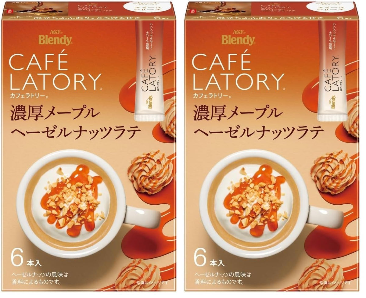 AGF Blendy Cafe Latory Rich Maple Hazelnut Latte Instant Stick Coffee, 6 Sticks