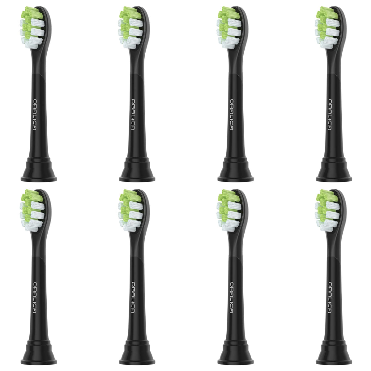Compatible Replacement Brush Heads for Sonic Electric Toothbrushes, Standard Size with Tongue Cleaner and Protective Caps, White or Black, 4 to 10 Heads