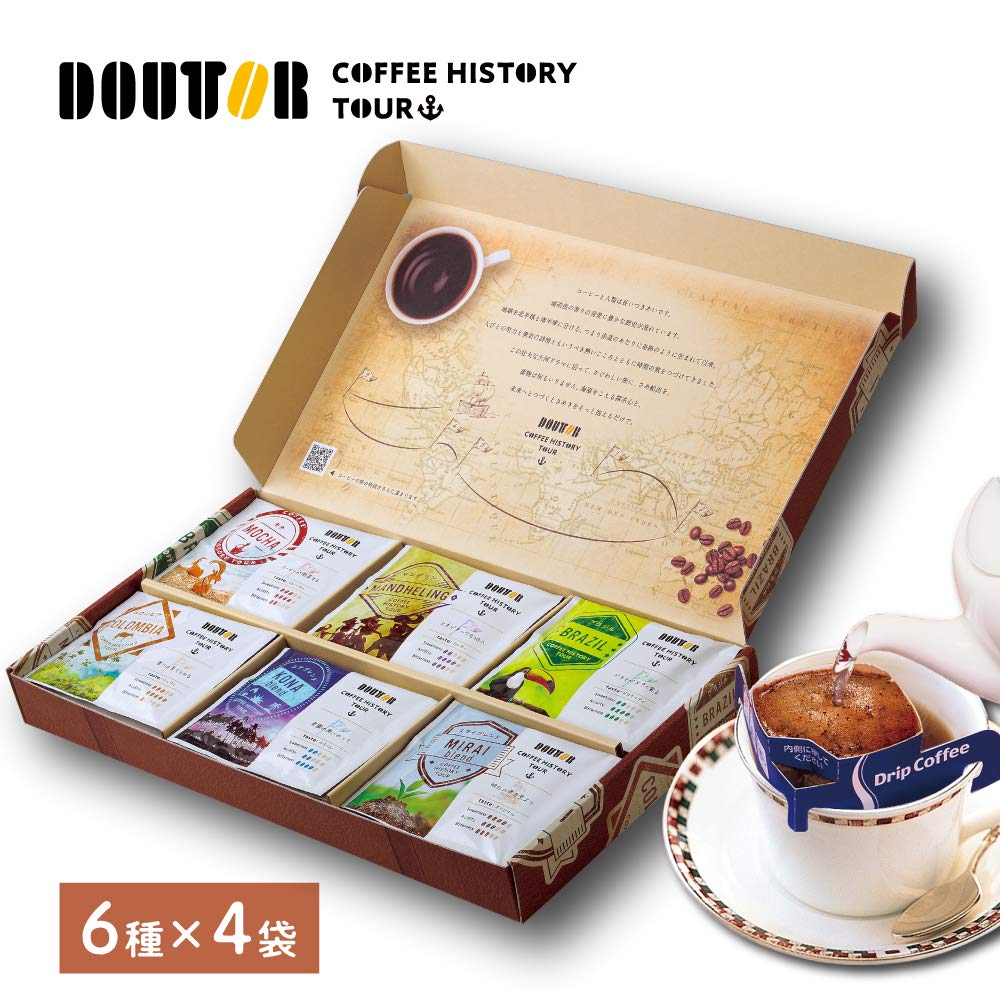 Doutor Coffee History Tour Drip Coffee Gift Box, 6 Blends x 4 Bags